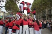 Castellers en la Rambla Santa Mònica