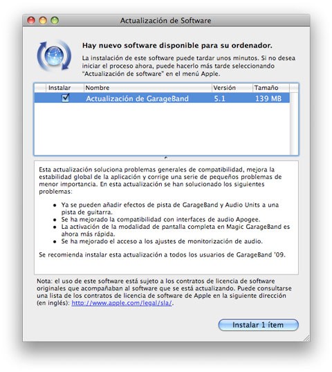 8224Actualización de GarageBand