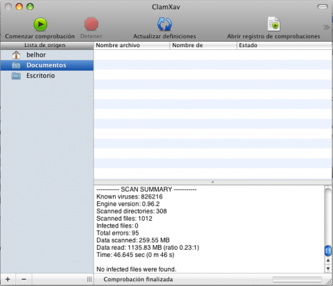 12613ClamXav: un potente antivirus para Mac OS X