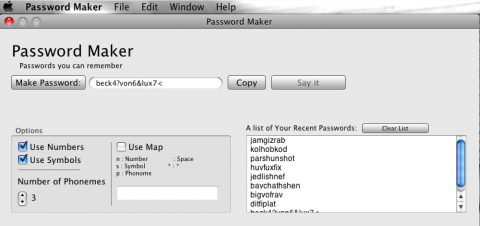 Password Maker, o cómo generar contraseñas en Mac OS X