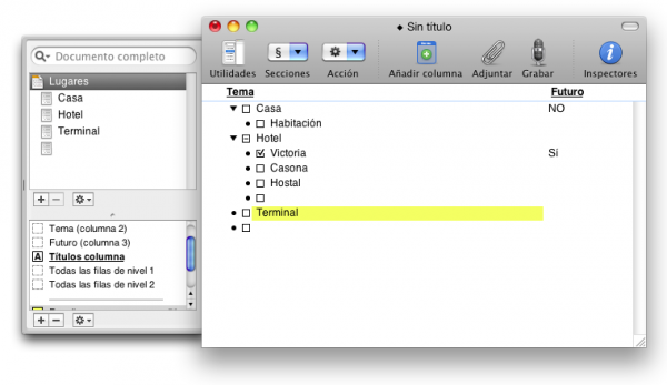 OmniOutliner, un perfecto organizador de ideas