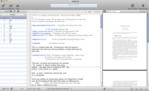 TeXnicle, editor de LaTeX y organizador de proyectos