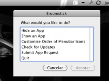 Broomstick, ocultando iconos de la barra de menús