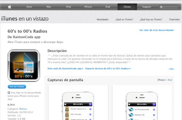 Ficha de la App 60's to 00's Radio App