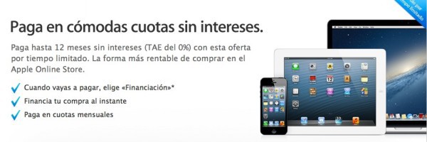 Apple ofrece financiación en 12 meses sin intereses en toda la Apple Store Online