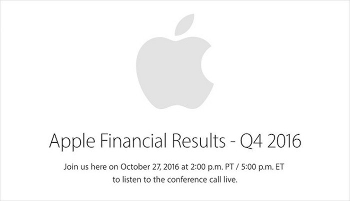 Apple anunciará los resultados de su último cuarto fiscal el próximo 27 de Octubre