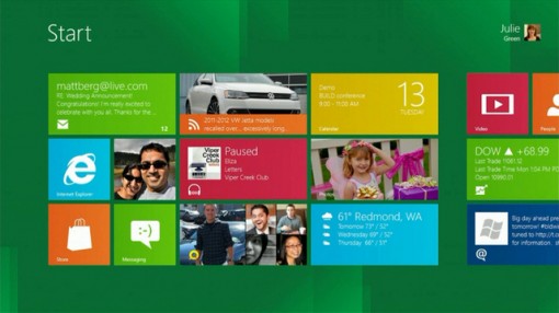 Pantalla de inicio de Windows 8