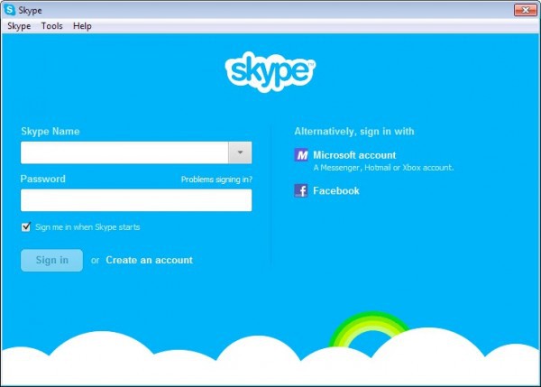 Skype permite iniciar sesión con facebook y microsoft