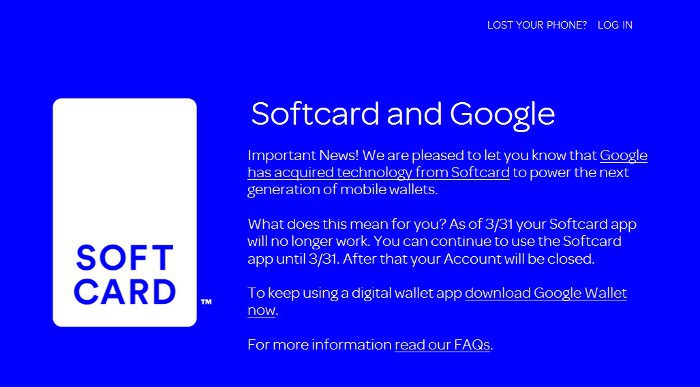 Softcard cierra el 31 de marzo, siendo reemplazado por Google Wallet