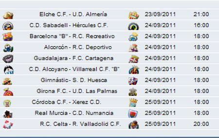 Liga Española 2011/12 2ª División: previa, horarios y retransmisiones de la Jornada 6