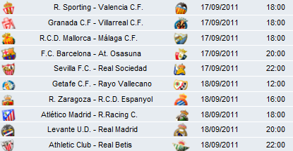 Liga Española 2011/12 1ª División Jornada 4: horarios y retransmisiones con Barcelona-Osasuna y Levante-R. Madrid