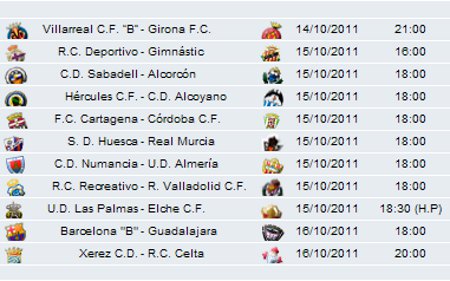 Liga Española 2011/12 2ª División: previa, horarios y retransmisiones de la Jornada 9