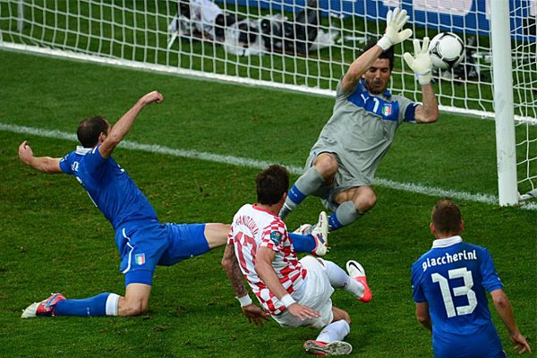 Mandzukic bate a Buffon y así Croacia empató con Italia