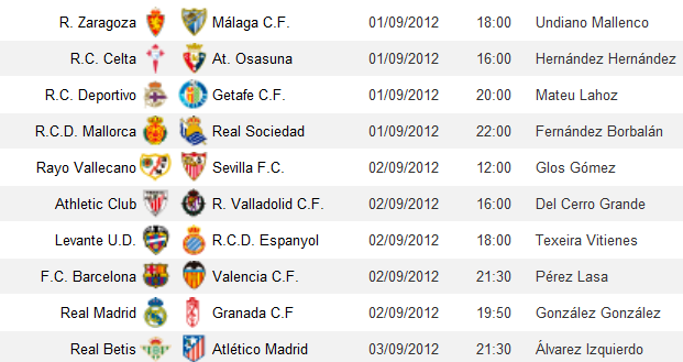 Liga Española 2012/13 1ª División: horarios y retransmisiones de la Jornada 3