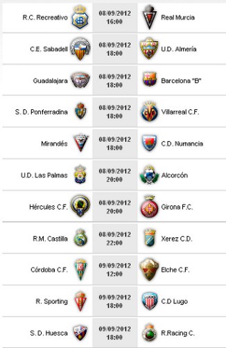 Liga Española 2012/13 2ª División: horarios y retransmisiones de la Jornada 4