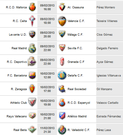 Liga Española 2012-2013 1ª División: retransmisiones y horarios de la Jornada 23