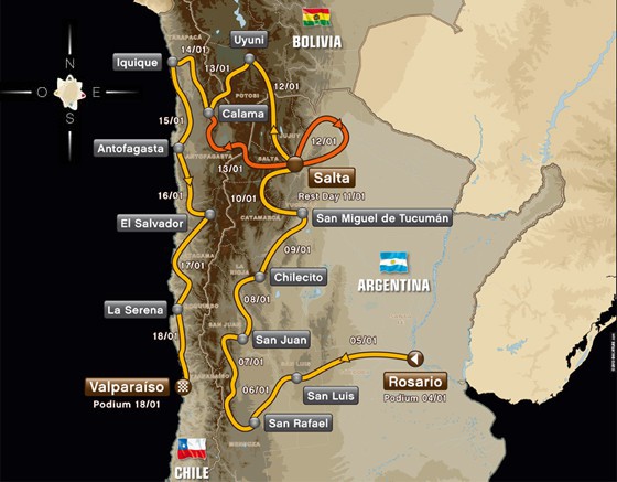 Desvelado el recorrido del Dakar 2014 que pasará por Argentina, Chile y Bolivia