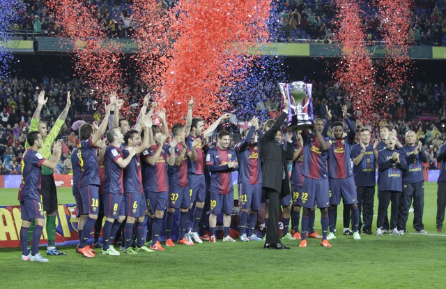 El Barcelona festeja su último título de liga