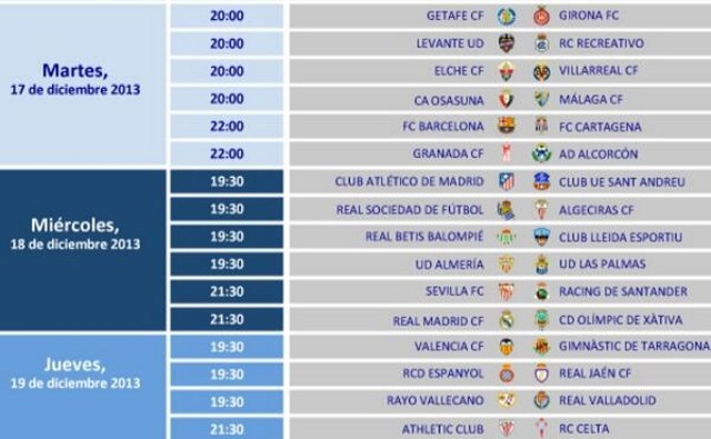 Copa del Rey 2013-2014: horarios y retransmisiones de la vuelta de dieciseisavos