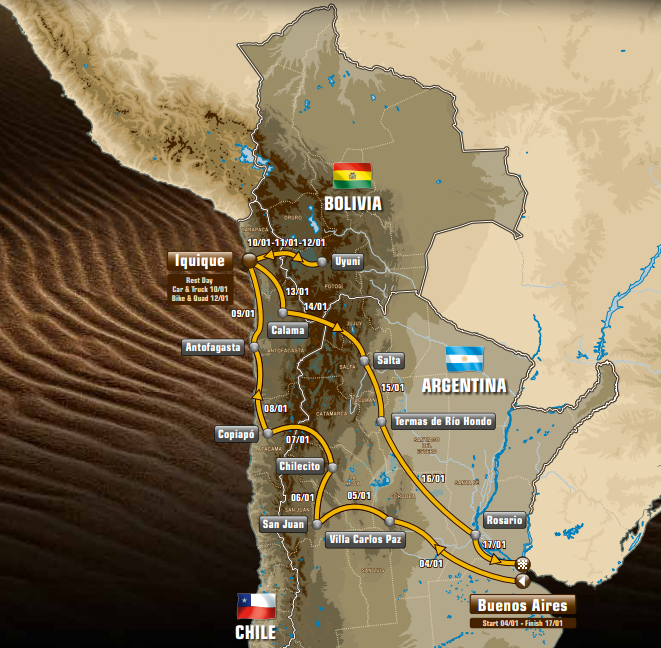 Fechas y recorrido detallado del Dakar 2015 que pasará por Argentina, Chile y Bolivia
