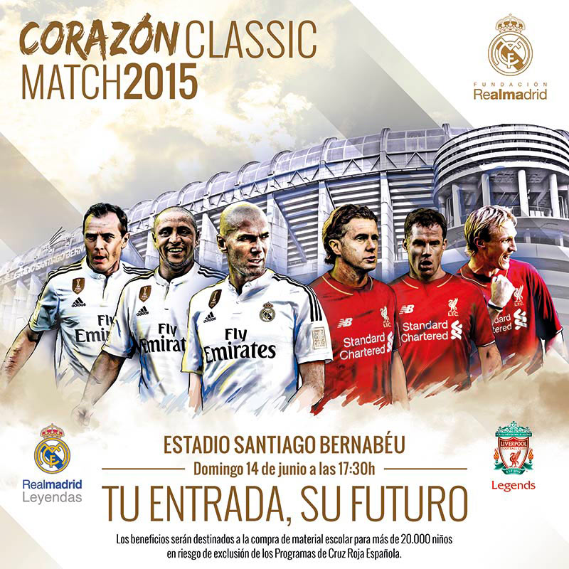 Leyendas de Real Madrid y Liverpool jugarán el ‘Corazón Classic Match’ para ayudar a Cruz Roja