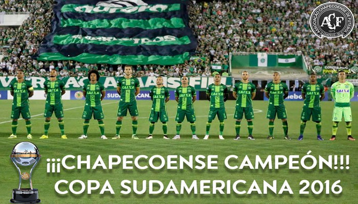 La CONMEBOL proclama a Chapecoense como campeón de la Copa Sudamericana 2016