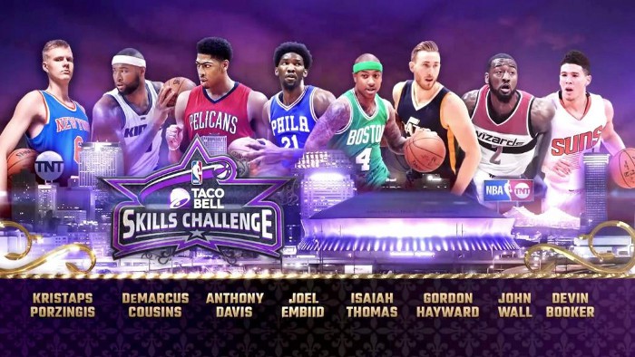 Los participantes del concurso de habilidades del NBA All Star 2017