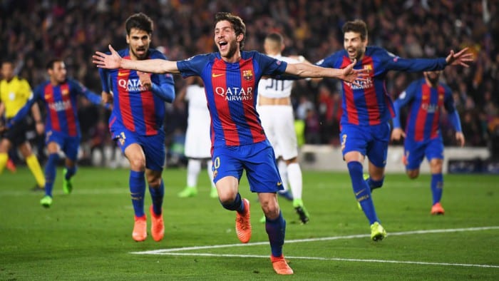 Sergi Roberto marcó el gol final en una noche histórica para el Barcelona