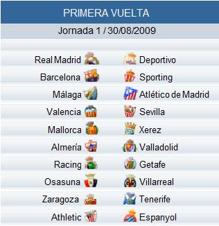 Liga Española 2009/2010 1ª División: previa, horarios y retransmisiones de la Jornada 1