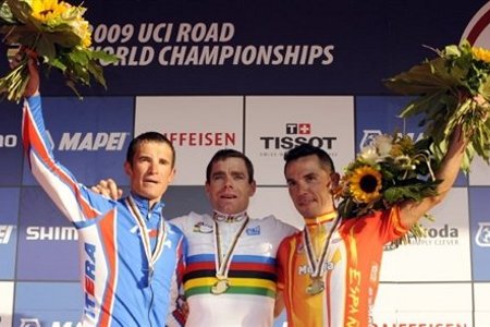 Cadel Evans, nuevo campeón del mundo, y bronce para Rodríguez