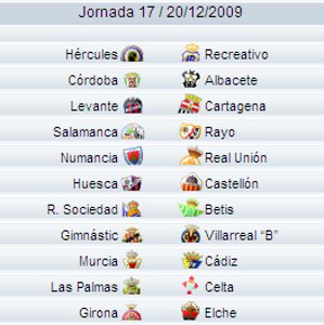 Liga Española 2009/10 2ª División: previa, horarios y retransmisiones de la Jornada 17