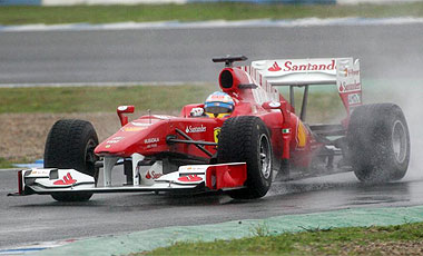 El primer día de test de Fórmula 1 en Jerez estuvo marcado por la lluvia