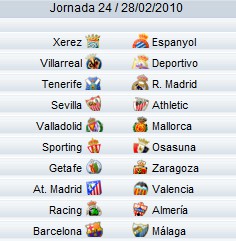 Liga Española 2009/10 1ª División: horarios y retransmisiones de la Jornada 24 con Tenerife-R.Madrid y Barçelona-Málaga