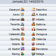 Liga Española 2009/10 1ª División: horarios y retransmisiones de la Jornada 22 con Xerez-R.Madrid y Atlético-Barça