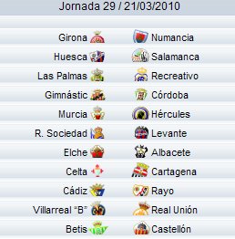 Liga Española 2009/10 2ª División: previa, horarios y retransmisiones de la Jornada 29
