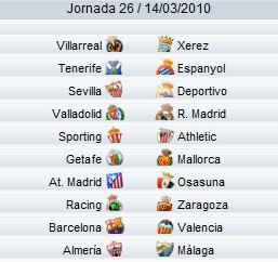 Liga Española 2009/10 1ª División: horarios y retransmisiones de la Jornada 26 con Barcelona-Valencia y Valladolid-Real Madrid