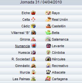 Liga Española 2009/10 2ª División: previa, horarios y retransmisiones de la Jornada 31