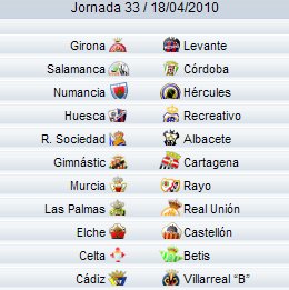 Liga Española 2009/10 2ª División: previa, horarios y retransmisiones de la Jornada 33