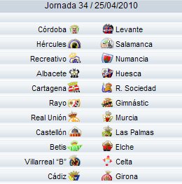 Liga Española 2009/10 2ª División: previa, horarios y retransmisiones de la Jornada 34