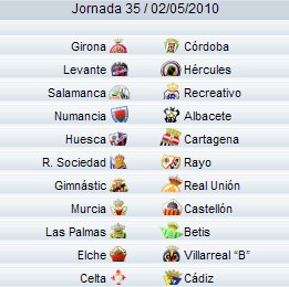 Liga Española 2009/10 2ª División: previa, horarios y retransmisiones de la Jornada 35