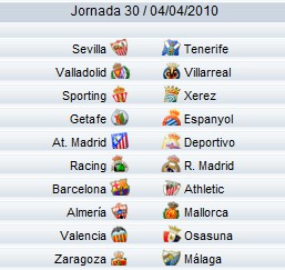 Liga Española 2009/10 1ª División: horarios y retransmisiones de la Jornada 30 con Barcelona-Athletic y Racing-R. Madrid