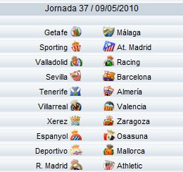 Liga Española 2009/10 1ª División: horarios y retransmisiones de la Jornada 37 con Sevilla-Barcelona y Real Madrid-Athletic