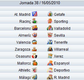 Liga Española 2009/10 1ª División: horarios y retransmisiones de la Jornada 38 con Barcelona-Valladolid y Málaga-Real Madrid