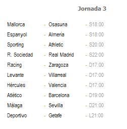 Liga Española 2010/2011 Jornada 3: previa, horarios y retransmisiones con Atlético de Madrid-Barcelona como choque destacado