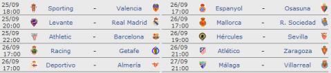 Liga Española 2010/2011 Jornada 5: horarios y retransmisiones con Levante-Real Madrid y Athletic-Barcelona