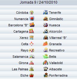 Liga Española 2010/11 2ª División: previa, horarios y retransmisiones de la Jornada 9