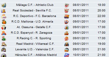 Liga Española 2010/11 1ª División: horarios y retransmisiones de la Jornada 18 con Deportivo-Barcelona y Real Madrid-Villarreal