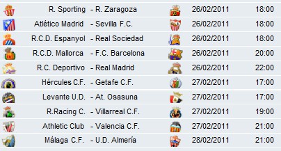 Liga Española 2010/11 1ª División Jornada 25: horarios y retransmisiones con Deportivo-Real Madrid  y Mallorca-Barcelona