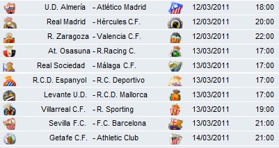 Liga Española 2010/11 1ª División: horarios y retransmisiones de la Jornada 28 con Sevilla-Barcelona y Real Madrid-Hércules