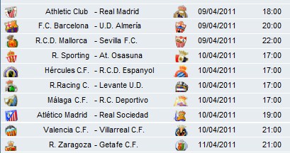 Liga Española 2010/11 1ª División: horarios y retransmisiones de la Jornada 31 con Barcelona-Almería y Athletic-Real Madrid